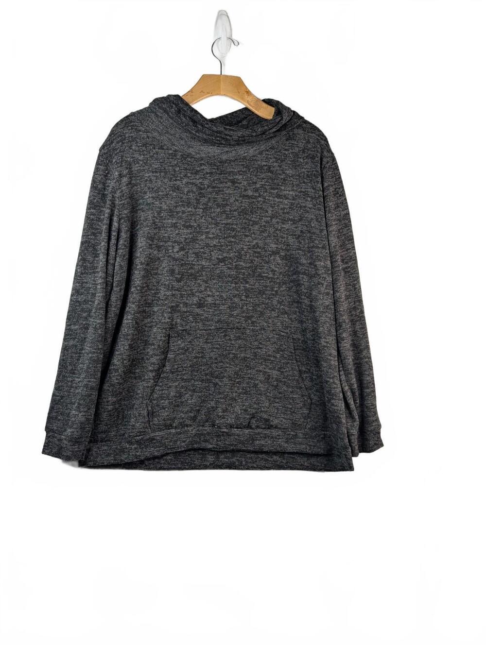 SJS Marled Gray Cowl Neck Lightweight Pullover Sweater 2X